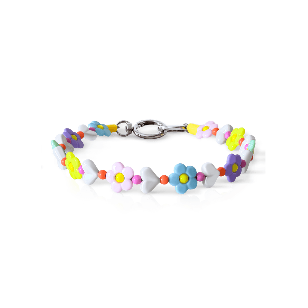 JOGIA floral beaded dog collar photographed on a white background.